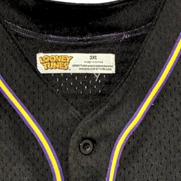 NWOT Men's Looney Tunes Daffy Freeze Max Hip Hop Button Up Baseball Jersey SZ 3X - Picture 7 of 16